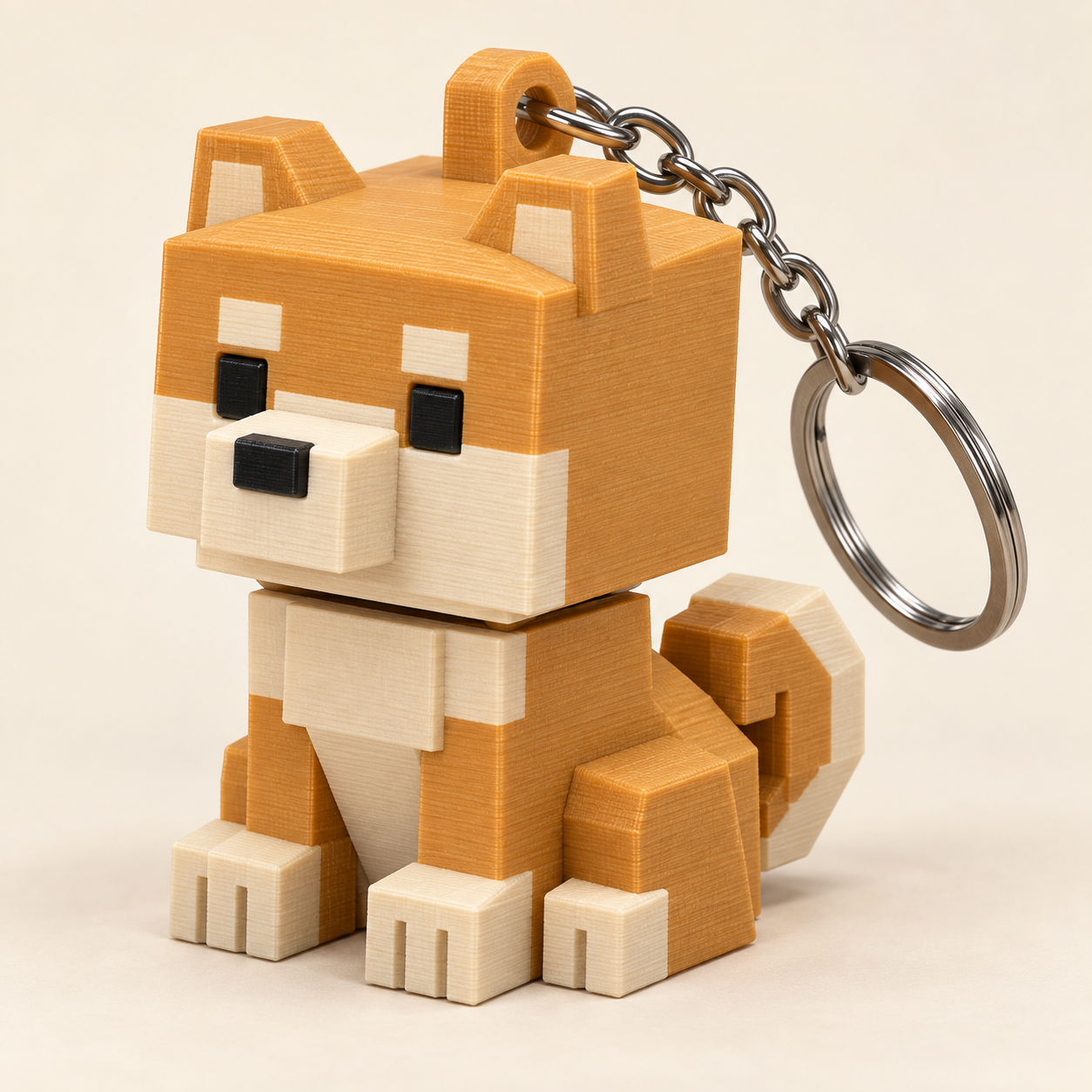 ブロック形状のハチ公クリッカーキーホルダー